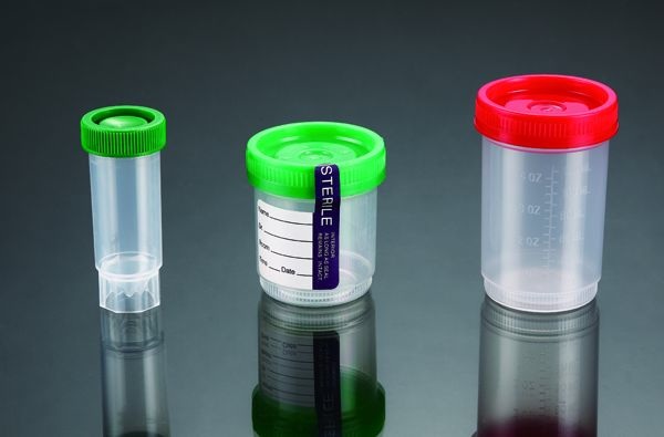 Specimen Containers, 90mL, with Temper Evident Label, Sterile, Cap Color: Green (Qty. 150 per Case) - Click Image to Close